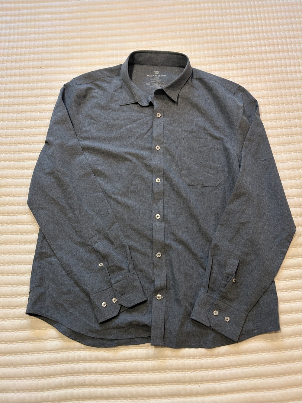 Mack Weldon Men's Dark Gray/Blue Long-Sleeve Button-Up Shirt Large